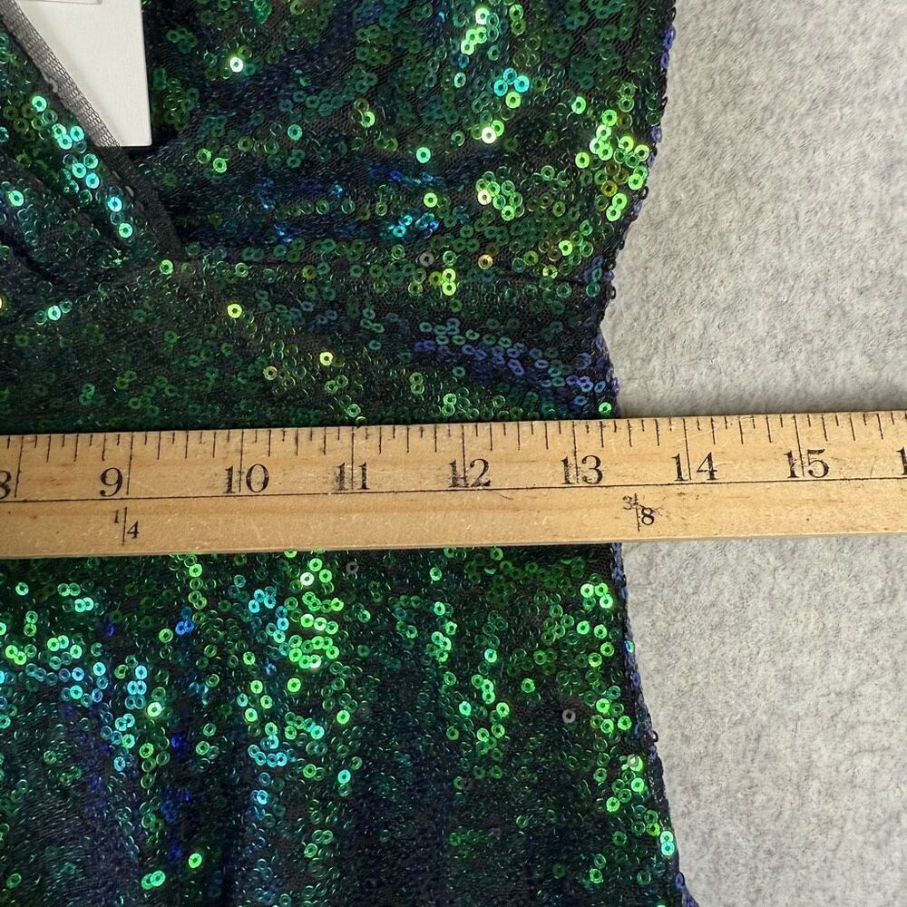 Grace Karin Womens Small All Over Sequin Fit & Flare Sleeveless Dress Green NWT - Picture 3 of 10